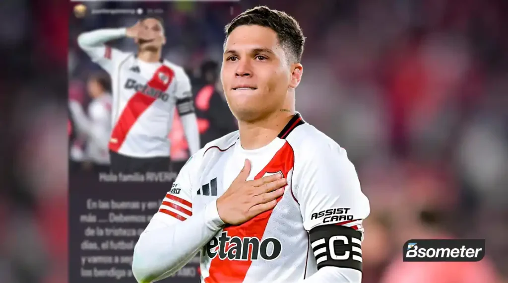 Juanfer Quintero con la camiseta de River tras publicar un mensaje en Instagram luego de la final perdida ante Belgrano