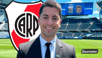 Gastón Edul periodista de Tyc Sports en estadio de fútbol
