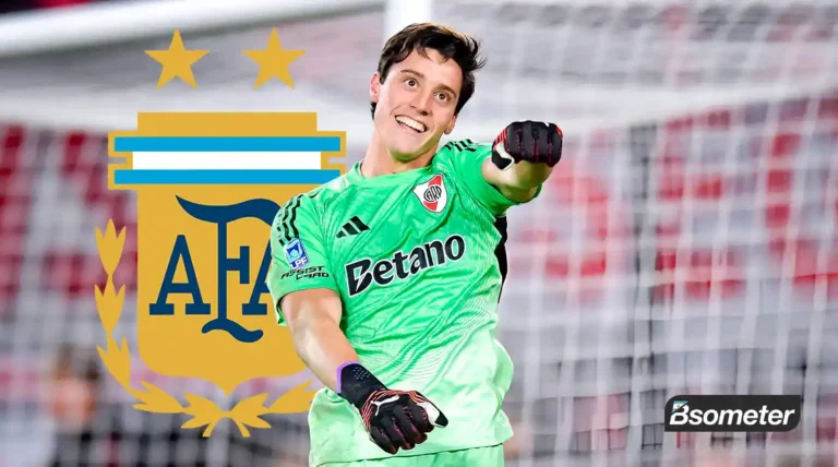 Santiago Beltrán festejando el triunfo de River ante San Lorenzo por el Apertura 2026