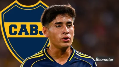 Tomás Aranda jugando con la camiseta de Boca Juniors en un partido del Torneo Apertura 2026