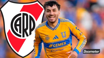 Ángel Correa con la camiseta de Tigres antes de una posible negociación con River Plate