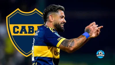 Milton Giménez durante partido de Liga Profesional con Boca Juniors
